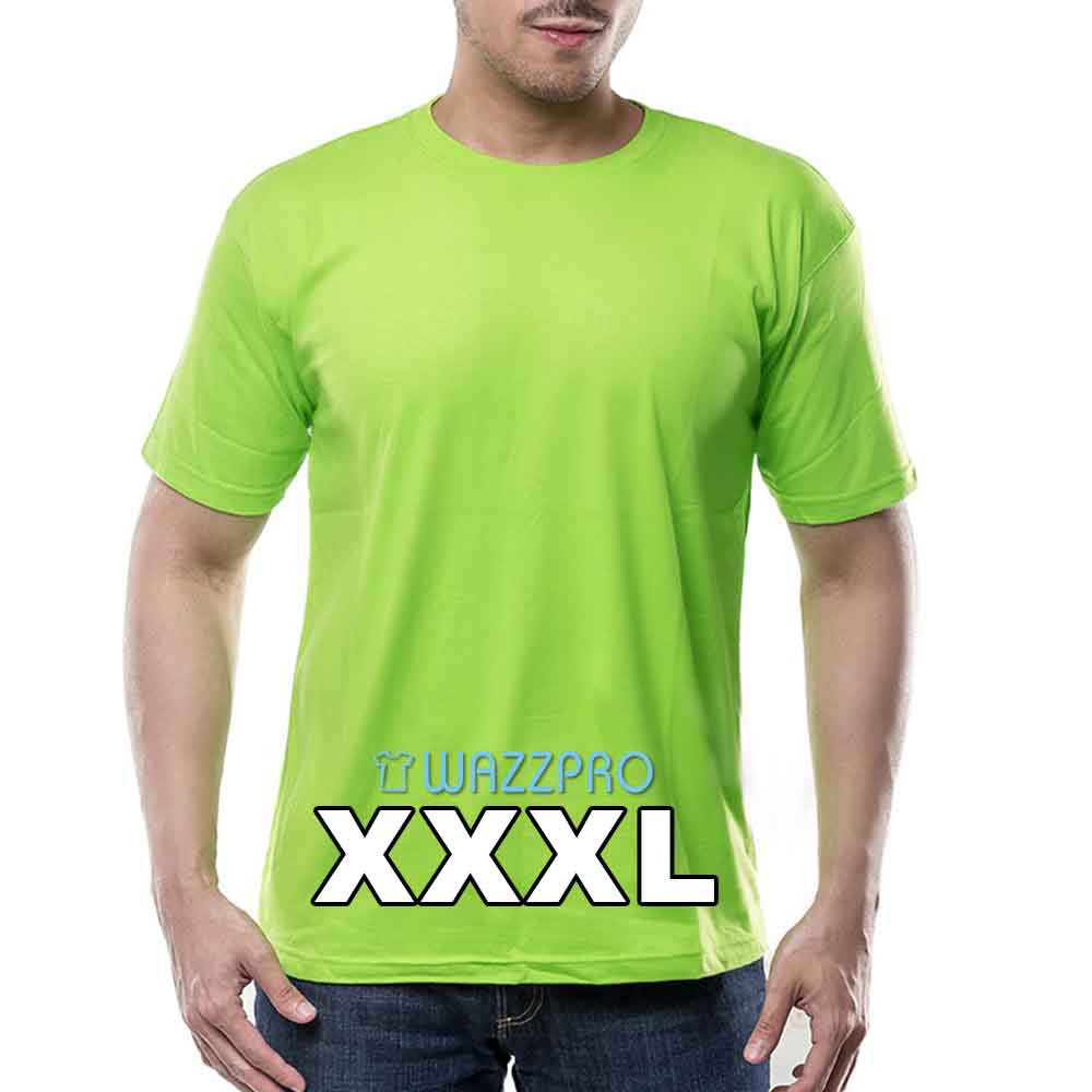 Kaos Polos Jumbo Pria Wanita XXXL Lengan Pendek Original Distro Katun Kombed 30s Murah Hijau Stabilo