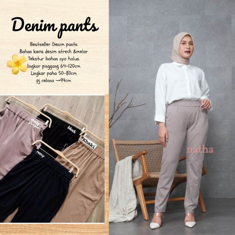 celana panjang wanita/kaos denim pants ORI by cellia/standar dan jumbo