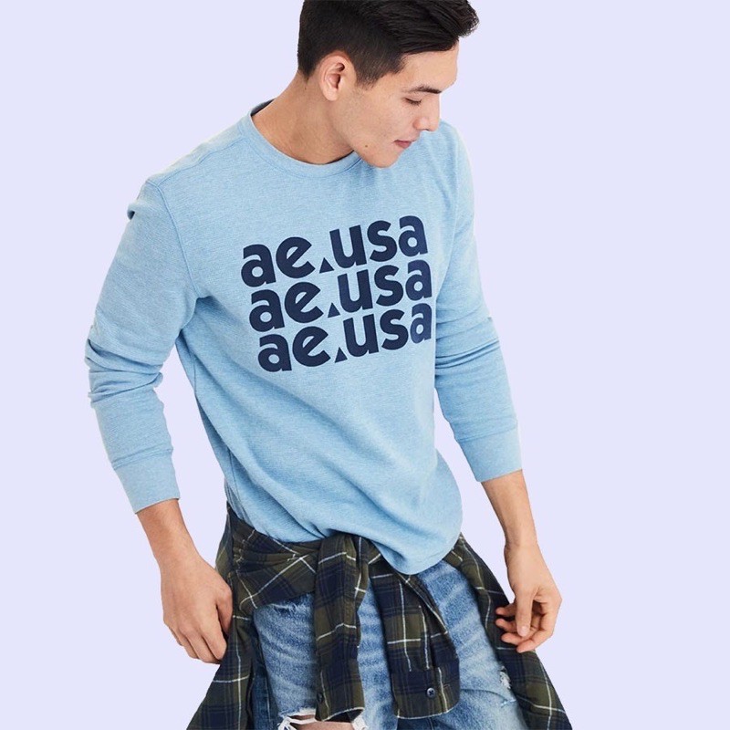 [2warna] AMERICAN EAGLE 2105 Rib Knit Sweat - AEUSA - Sweatshirt Sweater Pria Branded Original