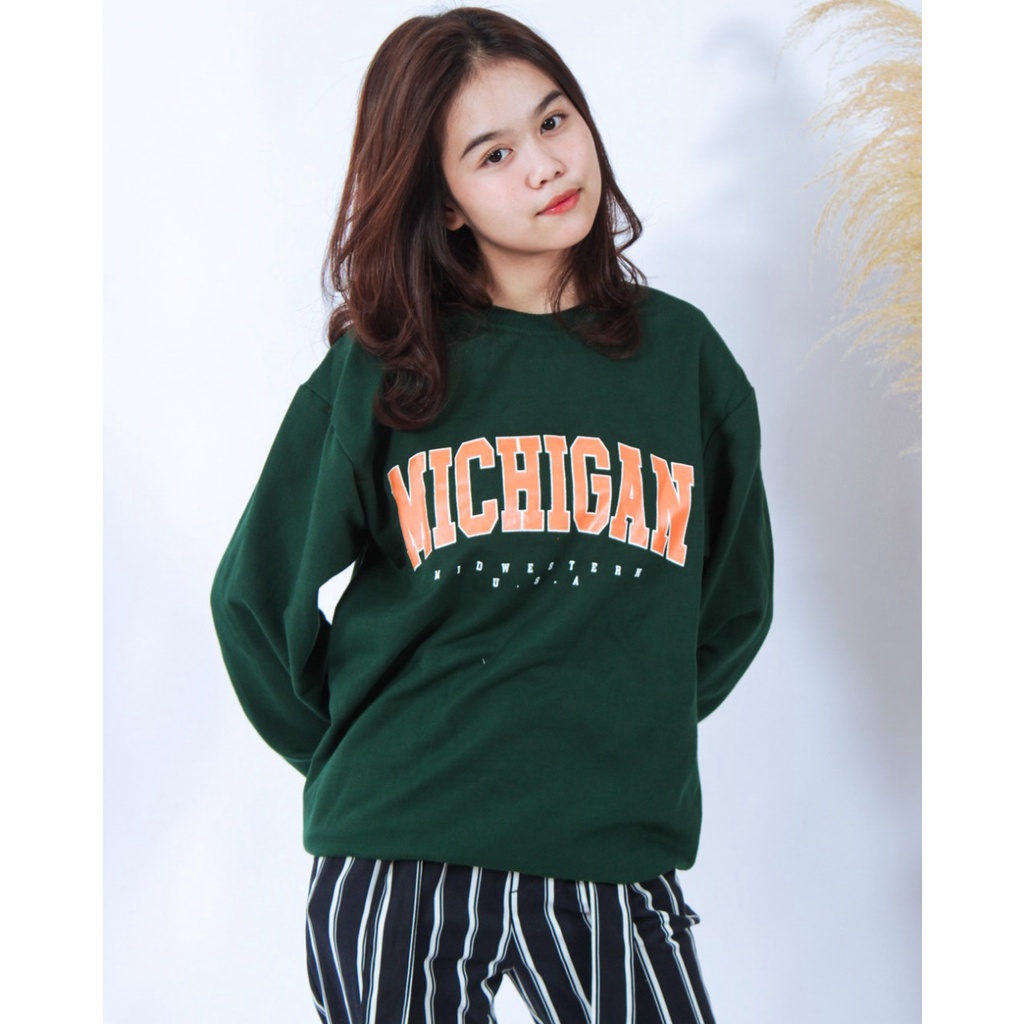 KALILA - MICHIGAN Sweater Fleece Unisex Crewneck Dewasa