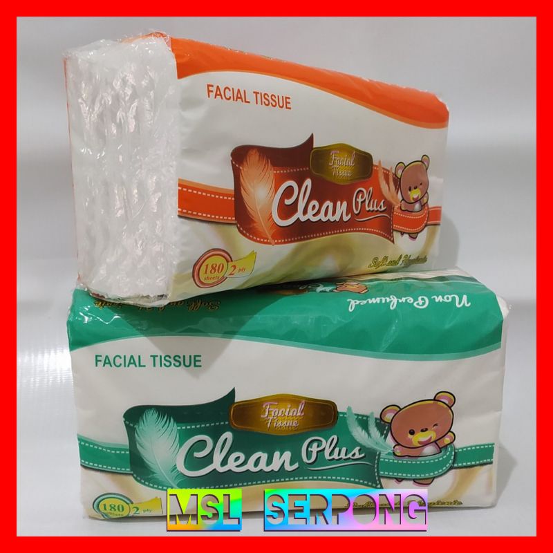 TISSUE WAJAH CLEAN PLUS 2 PLY 180 SHEETS / TISSU WAJAH /  TISSUE