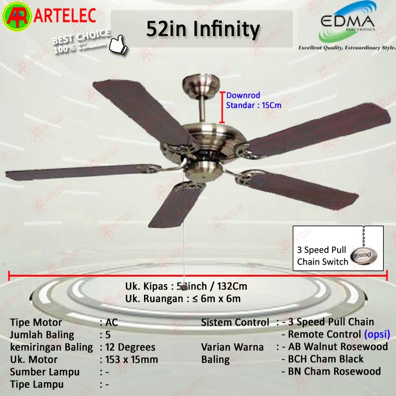 Kipas Angin Gantung MT EDMA 52in INFINITY Kipas Angin Plafon kipas angin Dekorasi Mt Edma | Mtedma