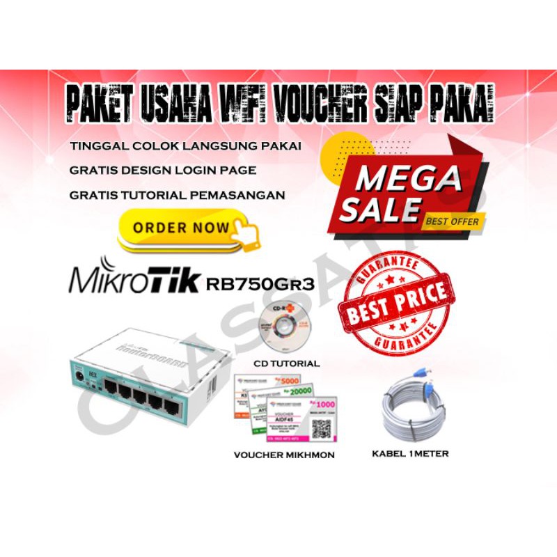 Mikrotik Rb750Gr3 Paket Usaha Wifi Voucher Full setting tinggal pakai