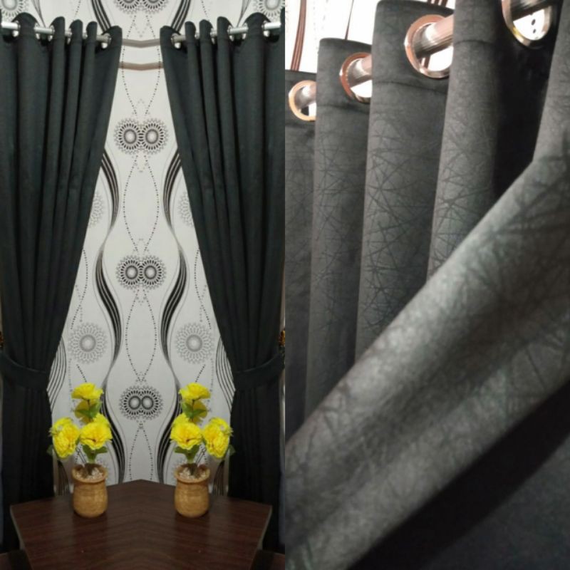 [COD] Gorden Polos Hitam / Gorden Jendela Polos Hitam / Gorden Lebar 1M / Gorden Blackout Hitam / Go
