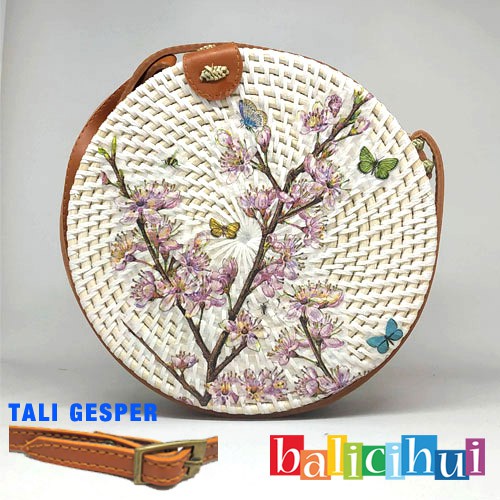 BALICIHUI TAS ROTAN BALI LUKIS SAKURA