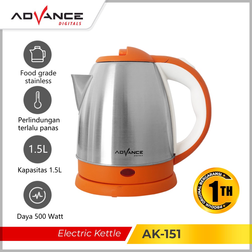 Advance Kettle Listrik 1.5L Teko Listrik 500W AK151 Garansi 1 Tahun