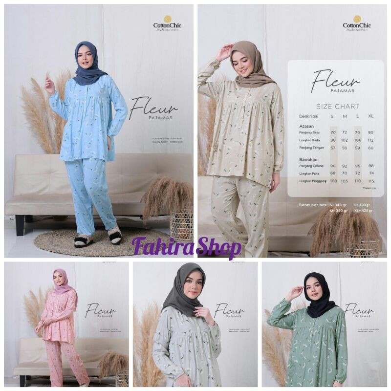 BAJU TIDUR /PIYAMA FLEUR PAJAMAS by COTTON CHIC