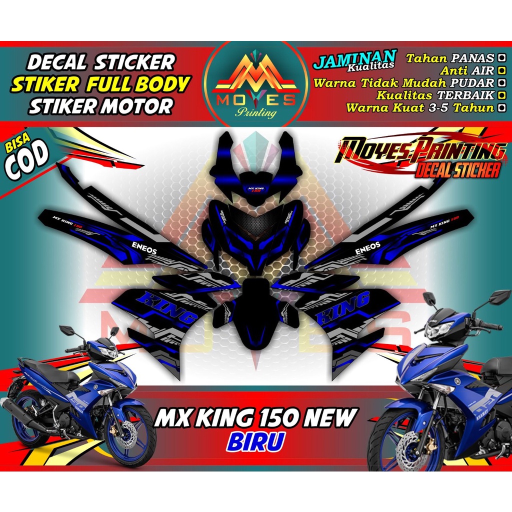 Decal Stiker New MX King 150 Motif Macline Biru Sticker Decal Fullbody New MX KING 150