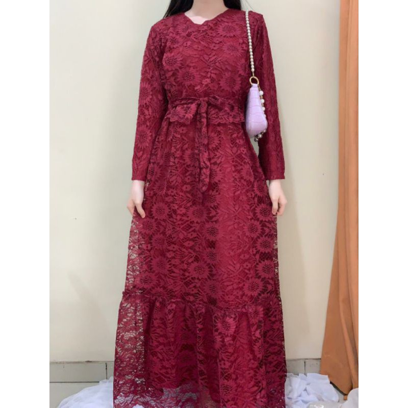 Dress pesta kondangan full brukat Long dress maxi