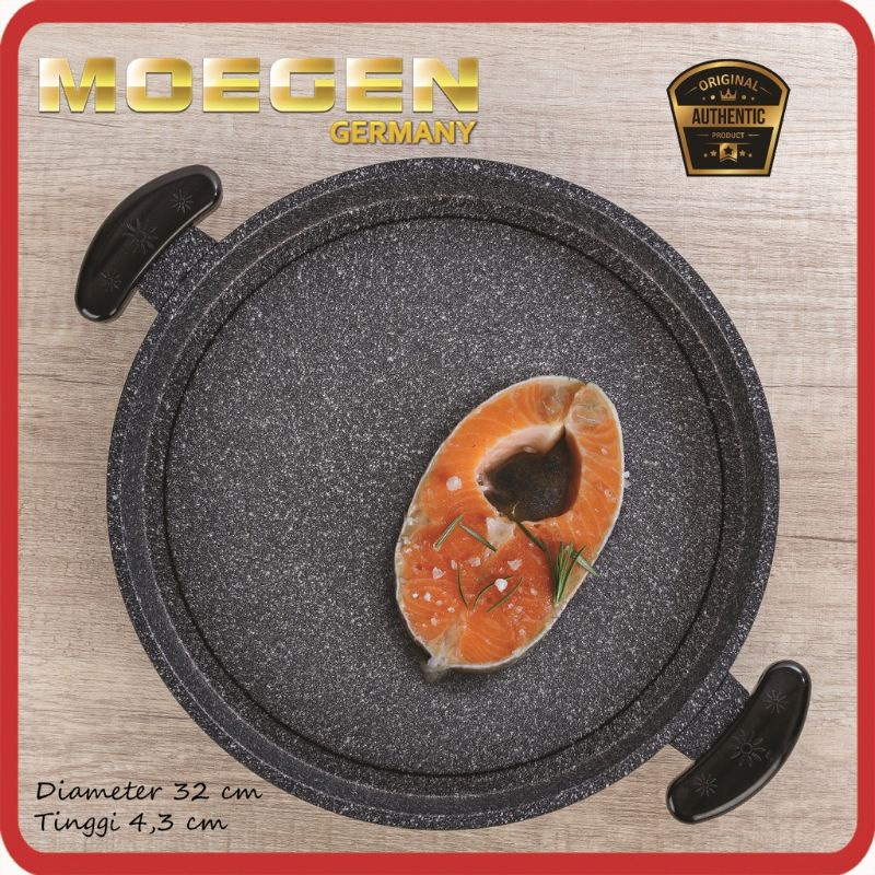 Moegen Germany Multi Grill Pizza Roaster BBQ Barbeque Pan 32cm Granite Series Plus Kaca / PIZZA PAN ANTI LENGKET / PEMANGGANG PIZZa Multi Grill Pan Premium