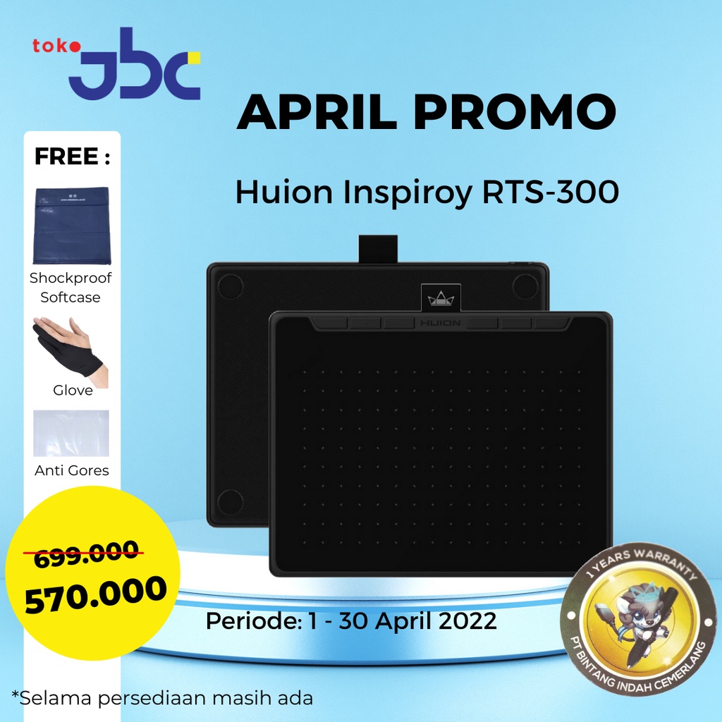 New Huion Inspiroy RTS 300 - H642 pengganti H640P garansi resmi 1 tahun