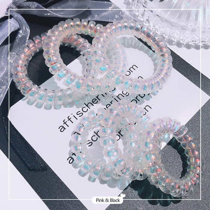 Lolita Japanese Girl Fantasy Phone Coil Mermaid Color Flash Transparent Laser Hair Rope Head Rope Hair Accessories