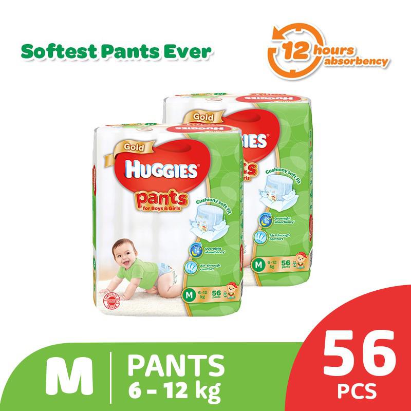 Huggies Popok Celana Gold Pants Size M 2 x 56 pcs