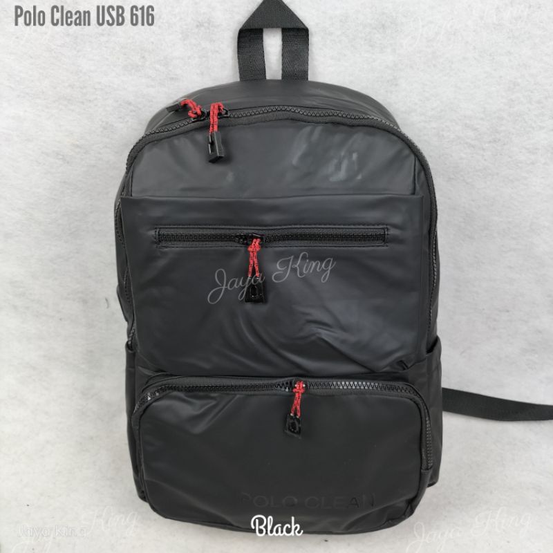 Ransel Waterproof Polo Clean Bahan Micro Tas Sekolah Kerja Pria Wanita Anti Air