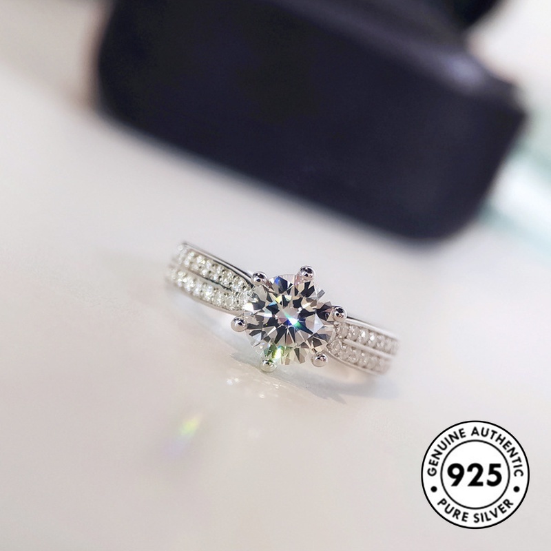Cincin Berlian Bahan 925 Sterling Silver Gaya Elegan