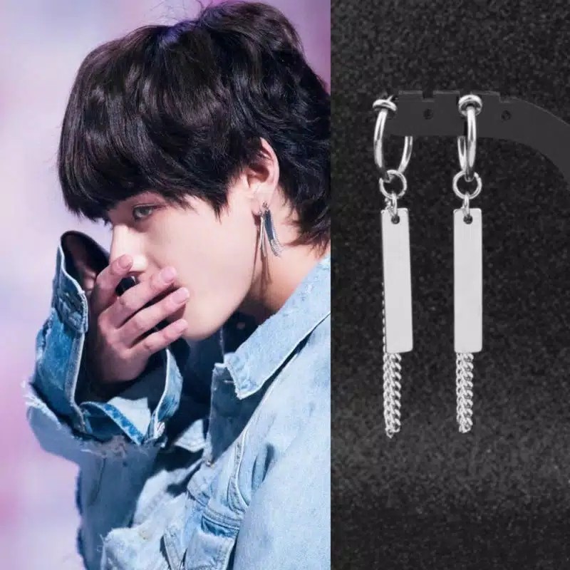 Anting Tusuk Jepit KPOP BTS V JIN untuk Pria Wanita Earring Bangtan Boys Anting BTS