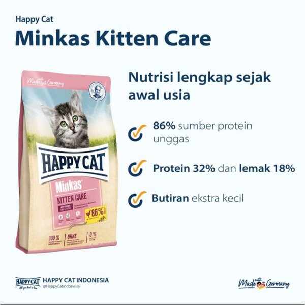 Happy Cat Minkas Kitten Care 1.5kg 1.5 kg Makanan Anak Kucing Happycat