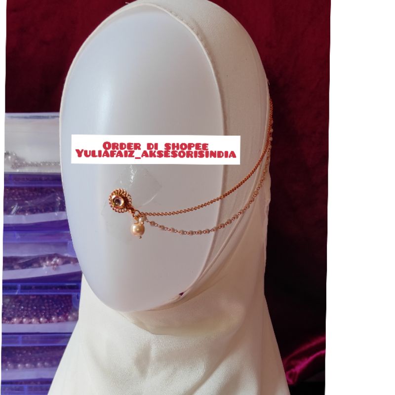 anting jepit/anting hidung gold/nath rantai/perhiasan india