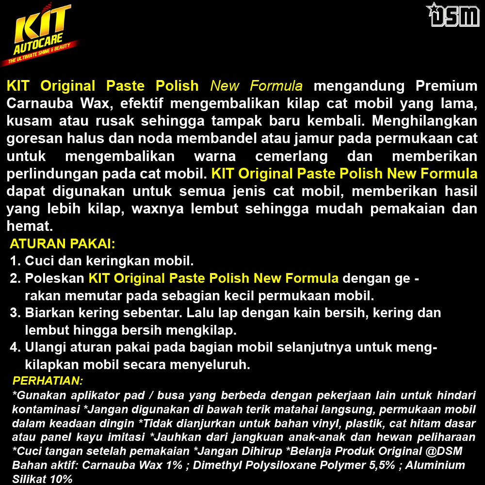 KIT Original Paste Wax 225 Gr / Kembalikan Cat Lama Tampak Seperti Baru / DSM