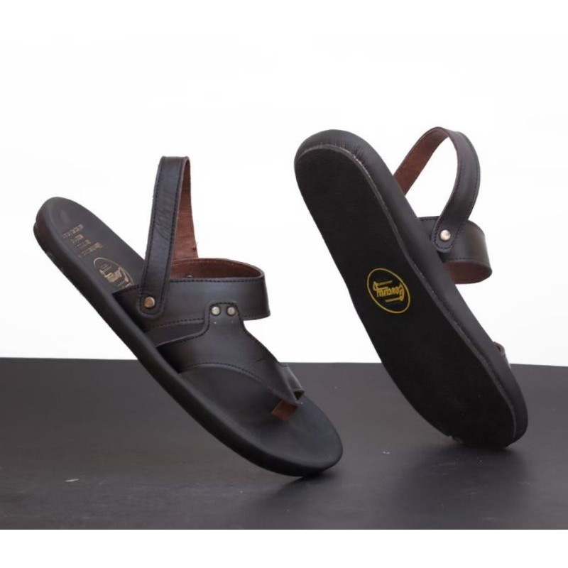 RIOT BLACK Sandal pria kulit asli cevany original handmade sandal jepit kulit pria bisa COD