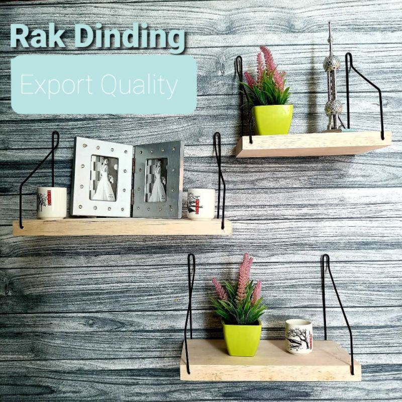 RAK DINDING TEMPEL MINIMALIS RAKA gantung kayu floating shelf wall grid dekorasi rumah