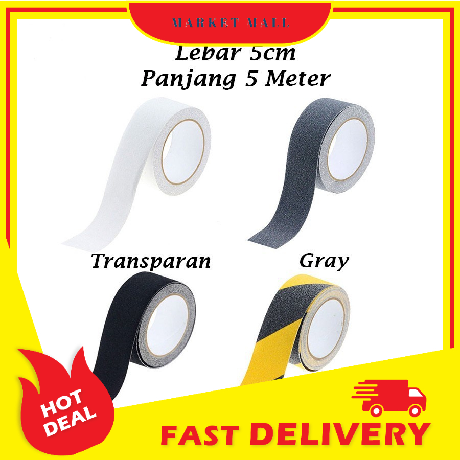 Lakban Peringatan Tape Safety Grip Anti Slip Permukaan Pasir Silika Strong Traction Lem Adhesive Satu Sisi - 7RHZANBK