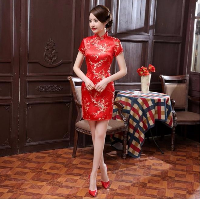 Jual Cheongsam Dress Baju Tradisional China Baju Imlek Lamaran Sangjit Sincia Qipao Import 