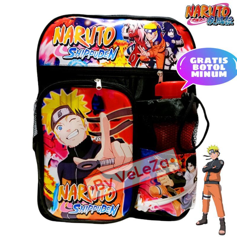 Tas Ransel Troly Naruto dan Spiderman Free Botol Minum Terbaru