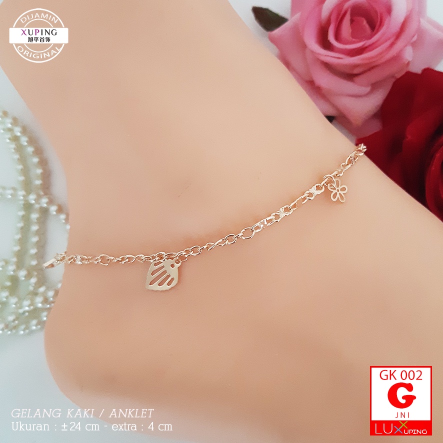 GK 002 Gelang Kaki Xuping Premium Perhiasan Emas Imitasi Wanita Dewasa Aksesoris Kaki Anklet Gold Xuping Ori Luxx Xuping