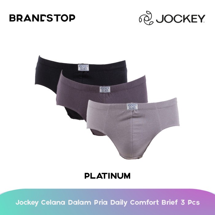 Jockey Celana Dalam Pria Katun - Daily Comfort Brief 3 Pcs  Pack - Platinum S