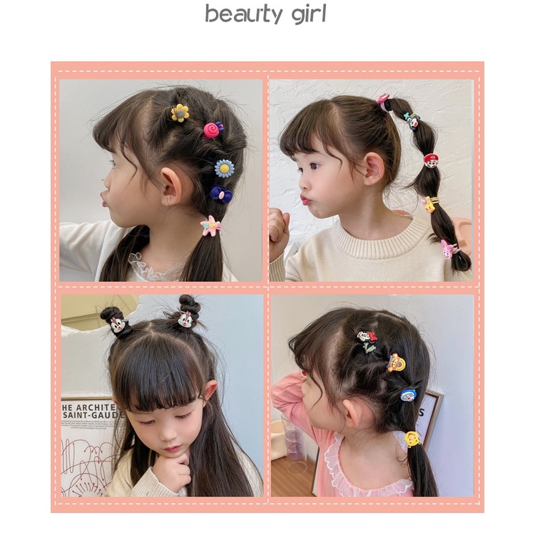 [5pcs] Ikat Rambut Korea Lucu Aksen Manik Wanita Remaja &amp; Anak Perempuan Pendant Elastic Hair Ropes