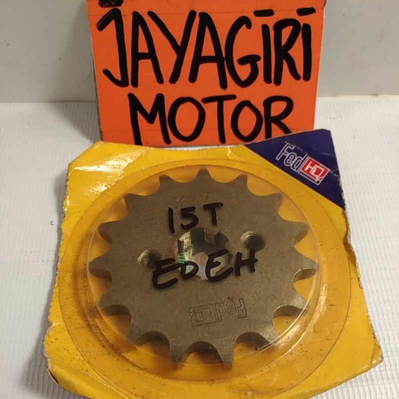 Gear Depan Grand Supra X Fit New Karisma Legenda Win Prima KEV GF6 Blade Revo C100 10T 11T 12T 14T 15T 428 NF Honda Aspira  Gigi Tarik Sunstar Rantai Roda Chain Kit Chainkit Sprocket Gear Set Gearset Gir Girset Belakang Drive Komplit Front Rear Motor XX V-Fed HQ - 15T