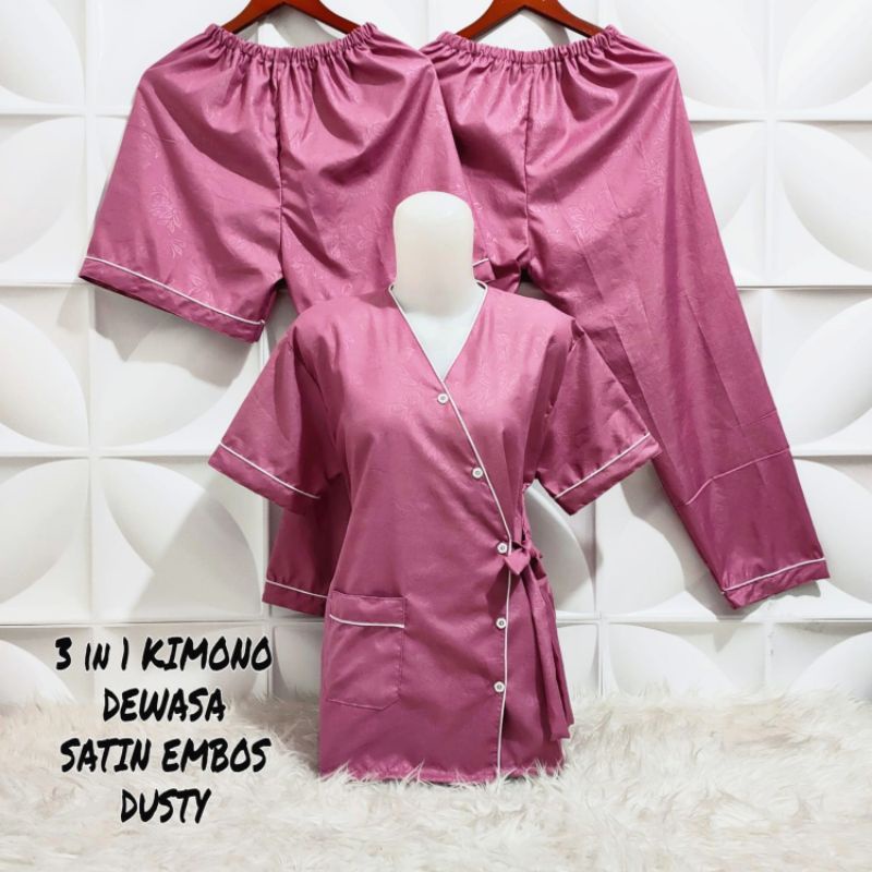 piyama baju tidur kimono 3in1 hembos