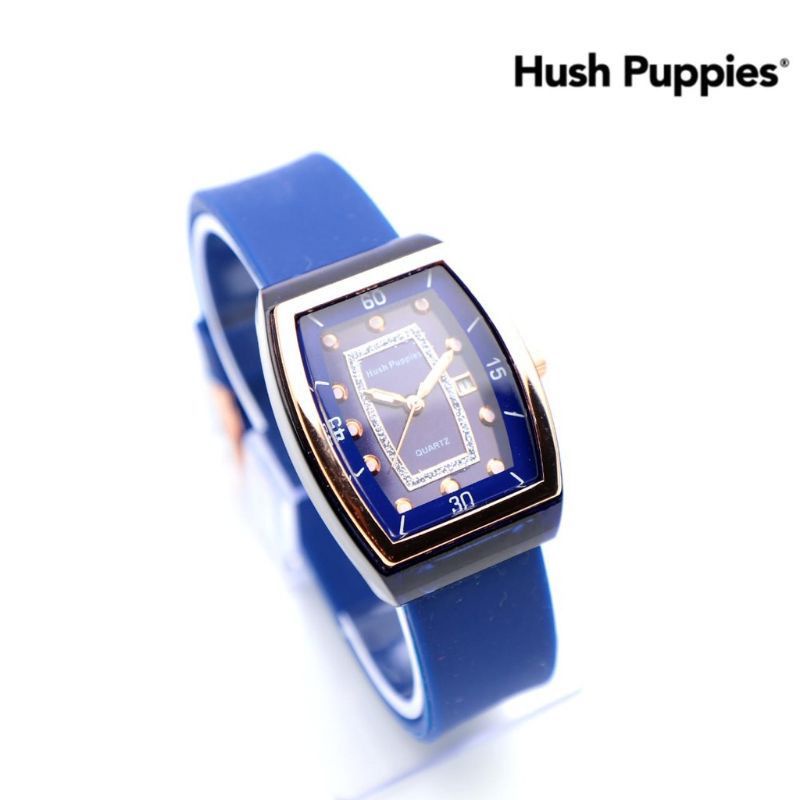 BAJ Jam Tangan Wanita Pria Hush Puppies Oval Premium Strap Rubber Import Grosir Tanggal Aktif HP011