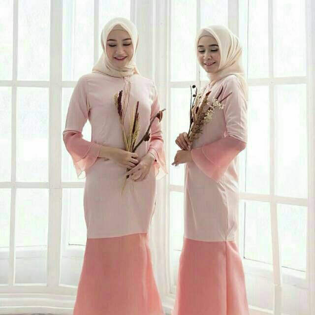 Dress mermaid busui satin silk, kombi organza sutra