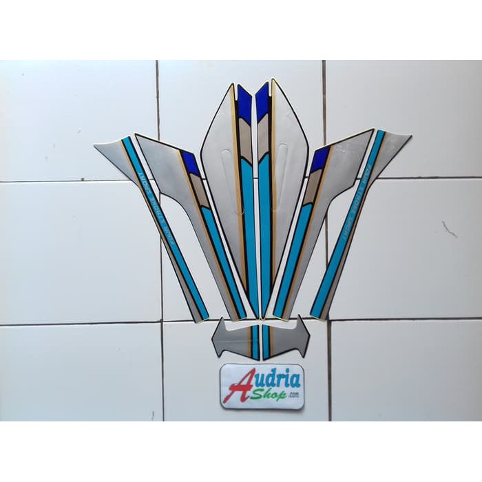 Stiker Striping Motor Honda GL Pro 1992 Silver-Biru