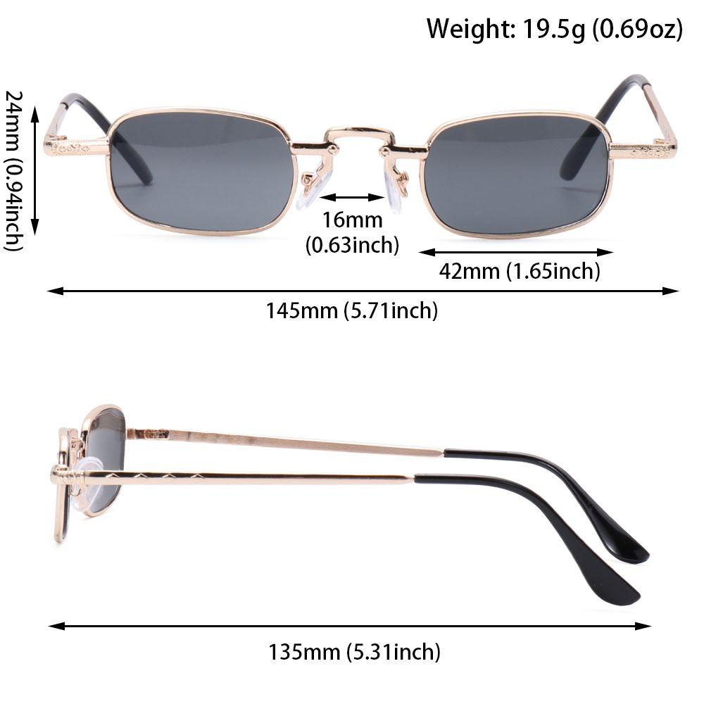 R-flower Vintage Rectangle Kacamata Hitam Vintage Candy Color Metal Frame Sunglasses