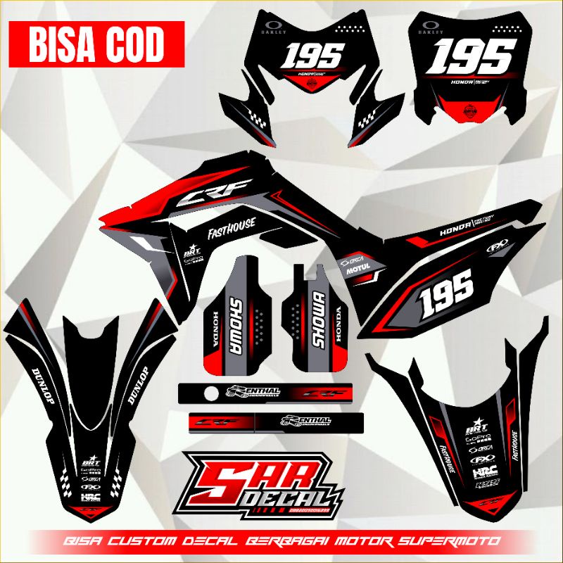 DECAL CRF 150L FULL BODY - DECAL SUPERMOTO MOTO CROSS - DECAL CRF SIMPEL KEREN - DECAL CRF MERAH PUT