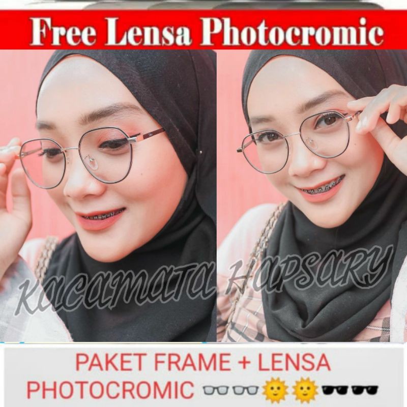 FRAME KACAMATA MINUS WANITA | FREE LENSA PHOTOCROMIC | KACAMATA ANTI RADIASI | KACANATA ANTI UV