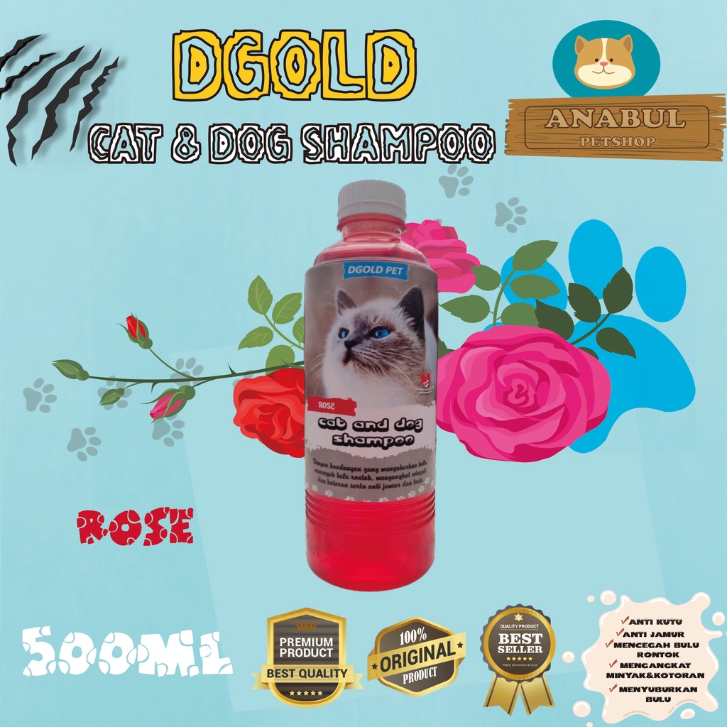 [GROSIR] SHAMPOO KUCING ANJING ANTI KUTU JAMUR DGOLD 500ML MENCEGAH BULU RONTOK VARIAN AROMA MAWAR,LANVENDER,JASMINE,KOPI,BUBBLEGUM