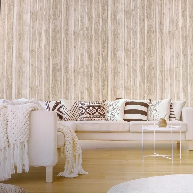 Wallpaper Dinding Korea motif Serat Kayu Roll Besar Terbaru
