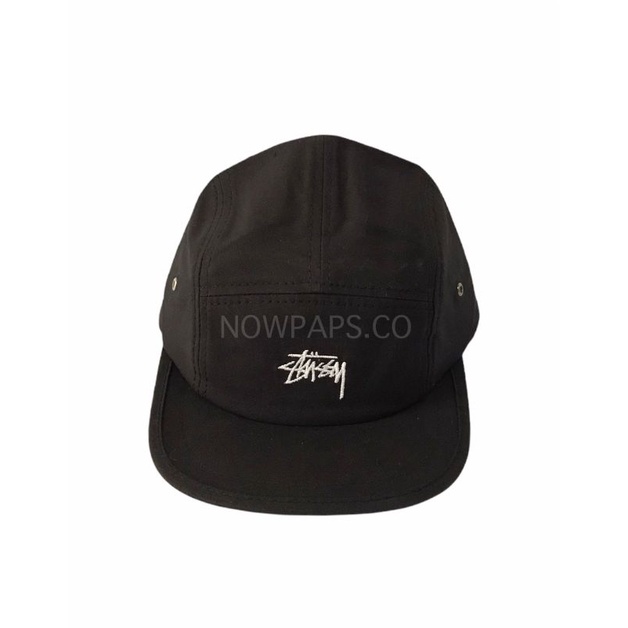 TOPI SNAPABACK STUSSY BLACK/HITAM.TOPI 5 PANEL STUSSY HITAM.TOPI HITAM STUSSY 5PANEL LOGO BORDIR