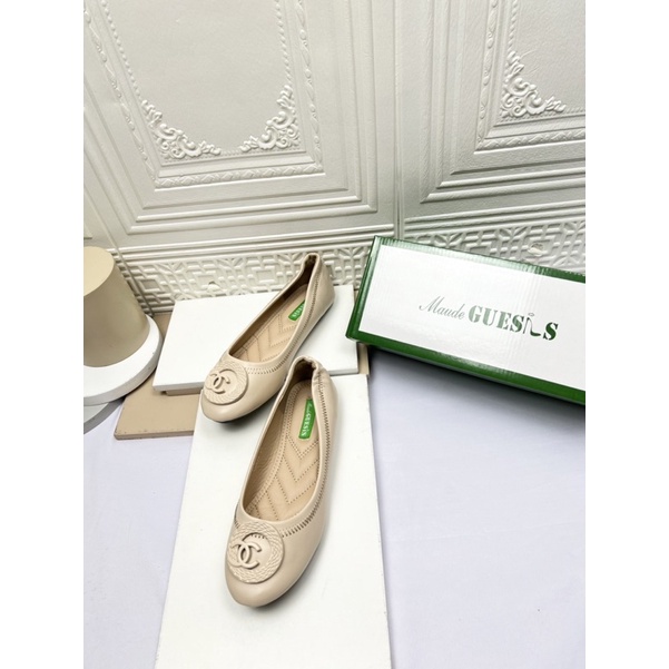 sepatu flat shoes wanita terbaru kekinian pesta MAUDE GUESIS sepatu flat bahan kulit kualitas import TOR23