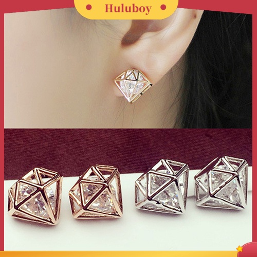 Hu Hu Hu Hu Hu Alat Bantu Pasang Kacamata♡ Anting Tusuk Model Hollow Bahan Cubic Zirconia Untuk Wanita