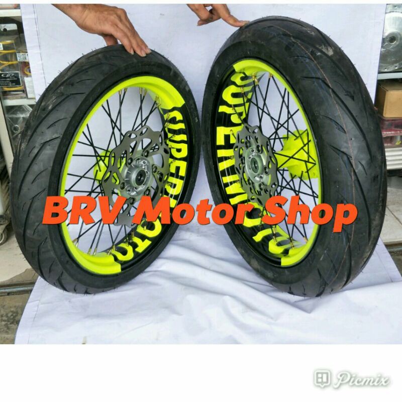 Velg SuperMoto KLX D Tracker Tromol. Ori - Velg Sumo Klx Lengkap. Ban ring 17