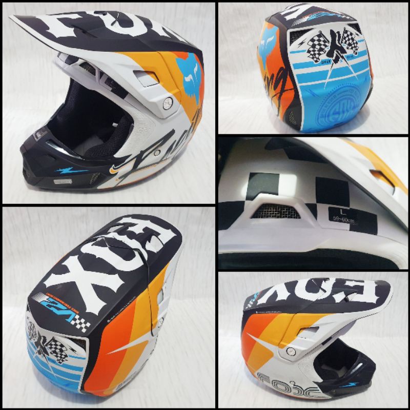 HELM FOX V2 ORIGINAL SECOND. HELMET MOTOCROSS BEKAS GRASSTRACK ENDURO TRABAS SUPERMOTO DOWNHILL RACE