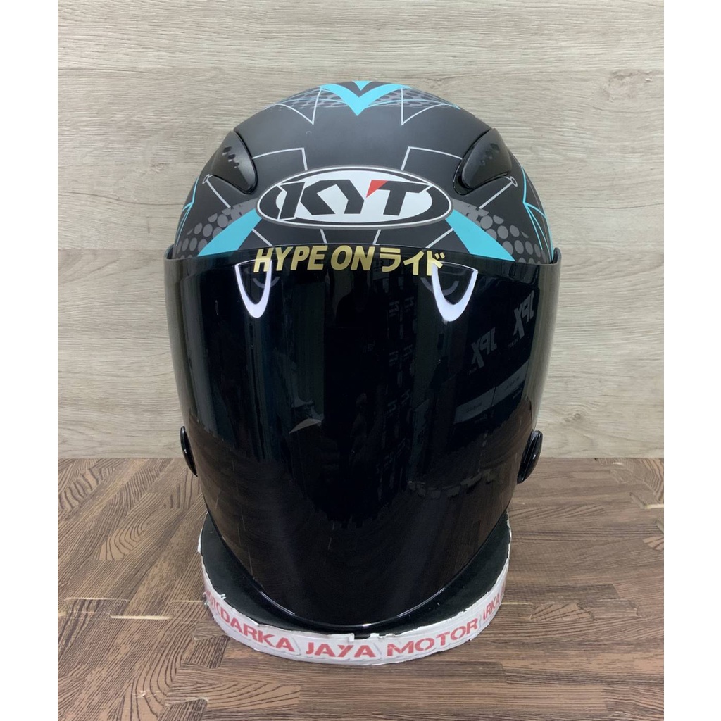 KYT GALAXY FLAT R POLOS HELM KYT HALF FACE KYT GALAXY FLAT R SLIDE  GRAPIC  PAKET GANTENG \SPOILER 2D\VISOR OPEN VENOM-blue kc smoke