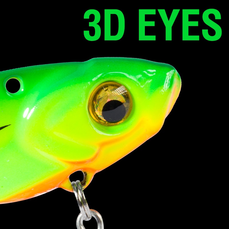 Umpan Pancing Hardlure Bentuk Ikan VIB Spinner Mata 3D Bahan Metal 5g / 7g / 10g / 15g / 20g