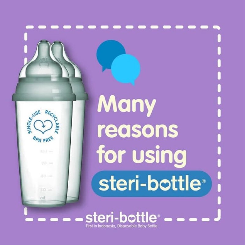 Steri Bottle Disposable Botol Susu Travel Sekali Pakai 250 ml - Isi 2