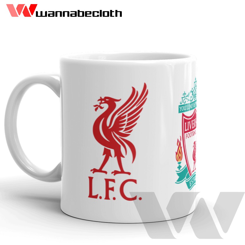 Gelas Liverpool Mug Liverpool Mug Custom Souvenir Liverpool Mug Bola Liverpool LFC Logo White